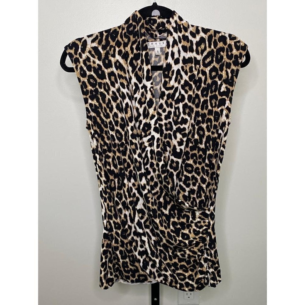 Chaus Cheetah Print V-Neck Slinky Top – Women's